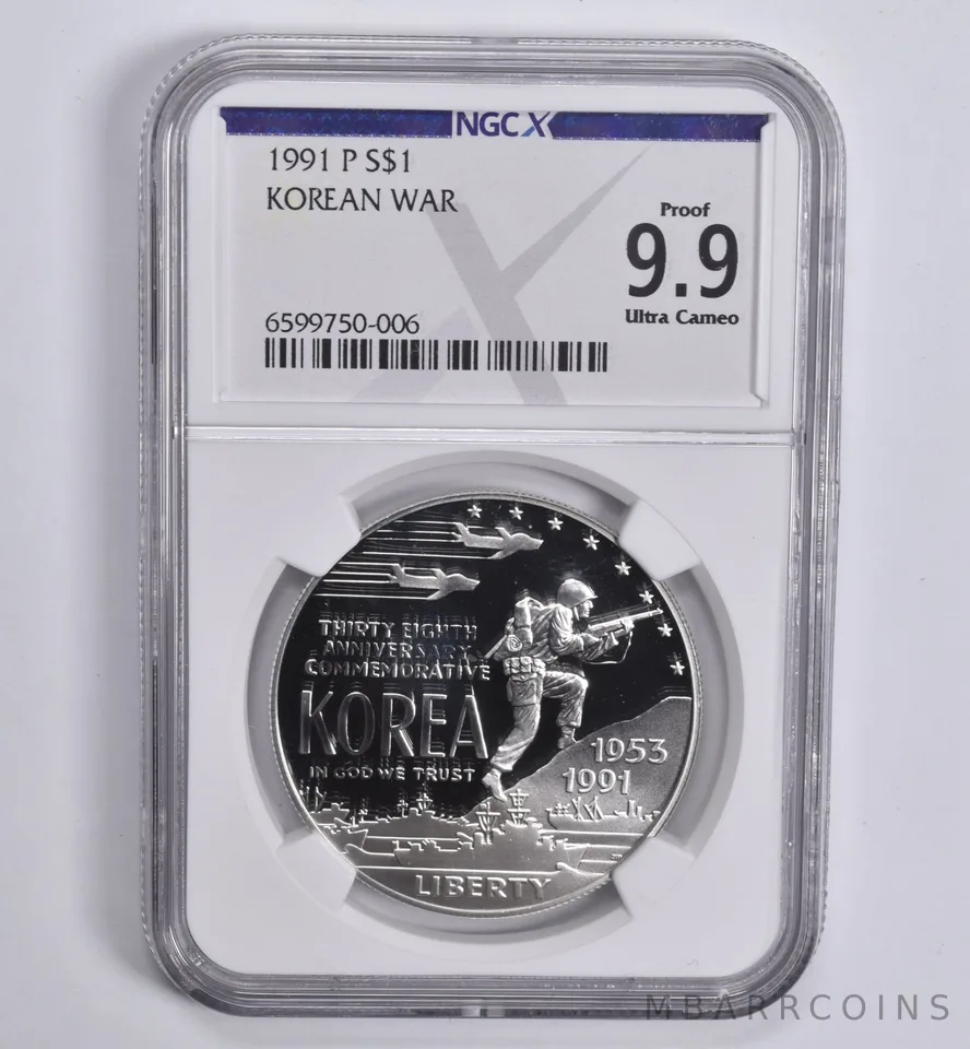 1991-P Korean War Commemorative Dollar Proof 9.9 NGC X NGCX