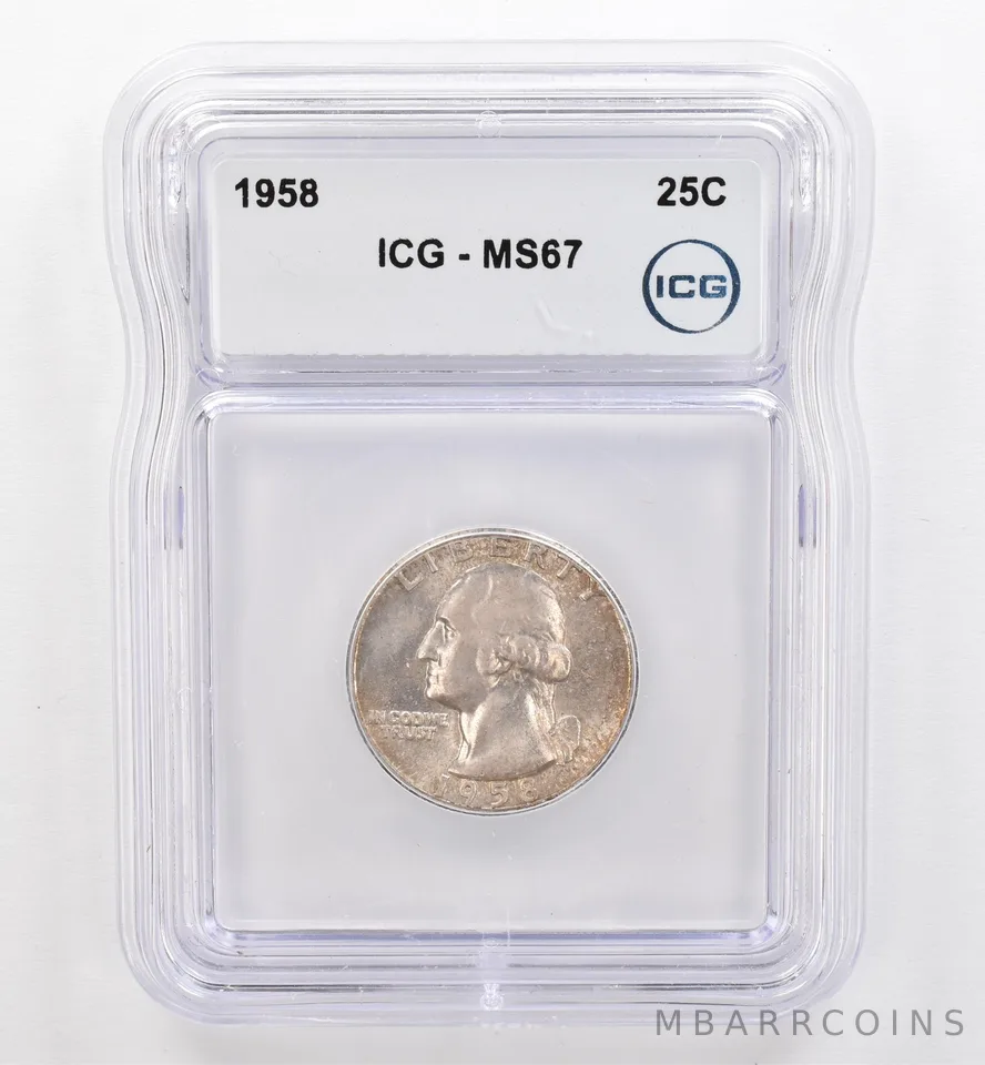 1958 Washington Quarter MS67 ICG Beautiful Tone *9475