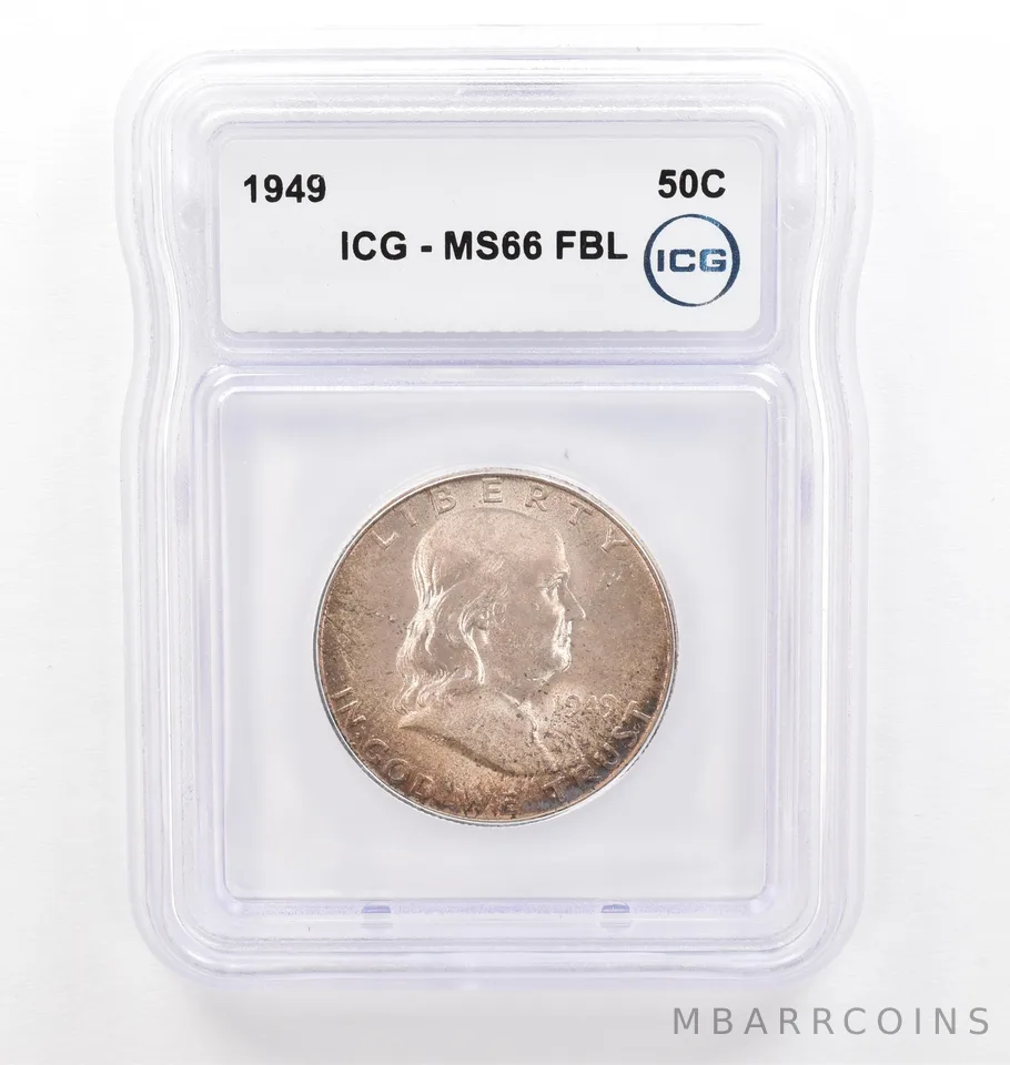 1949 Franklin Half Dollar MS66 FBL ICG Beautiful Tone *0232