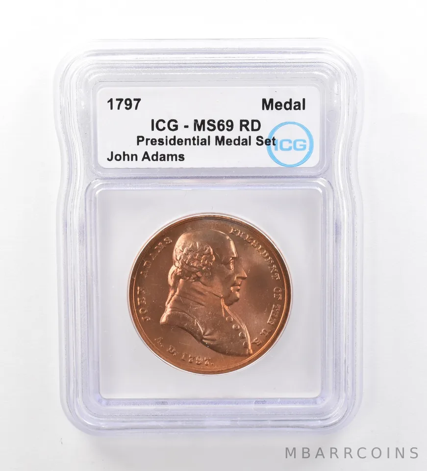 (1797) Presidential Medal Set John Adams MS69 RD ICG Beautiful Tone a1993