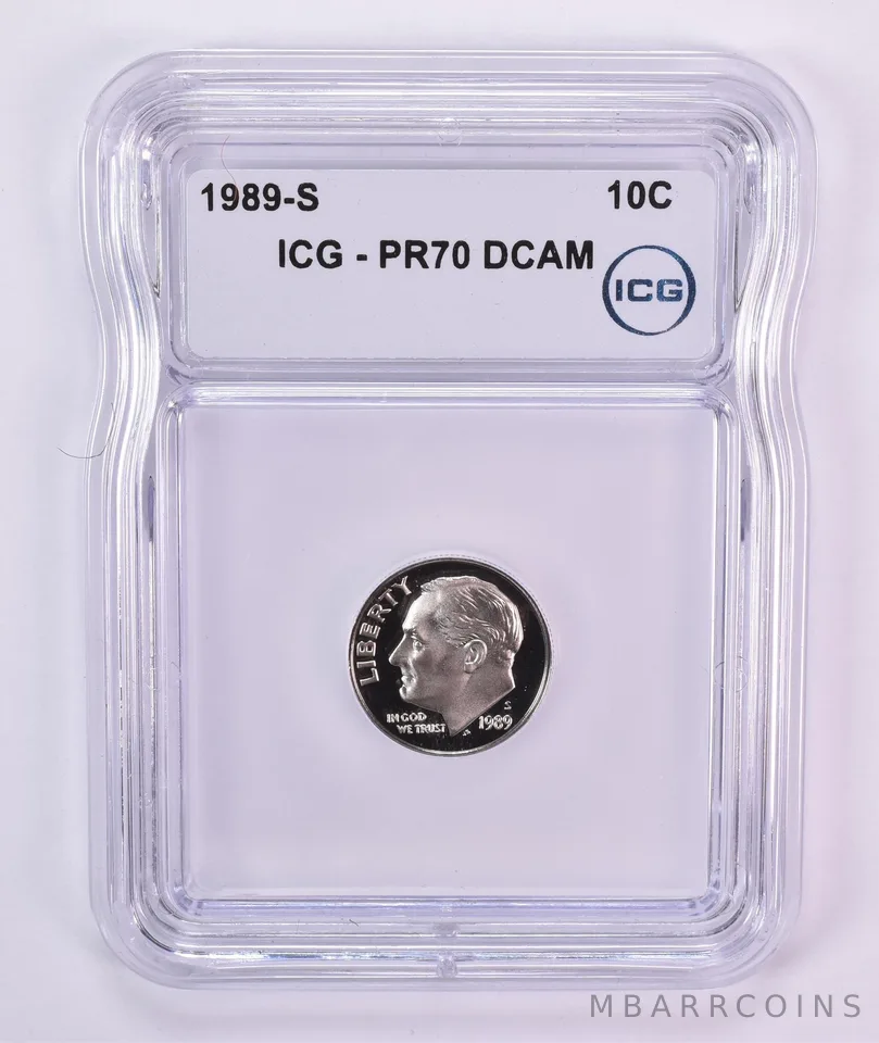 1989-S Roosevelt Dime PR70 DCAM ICG