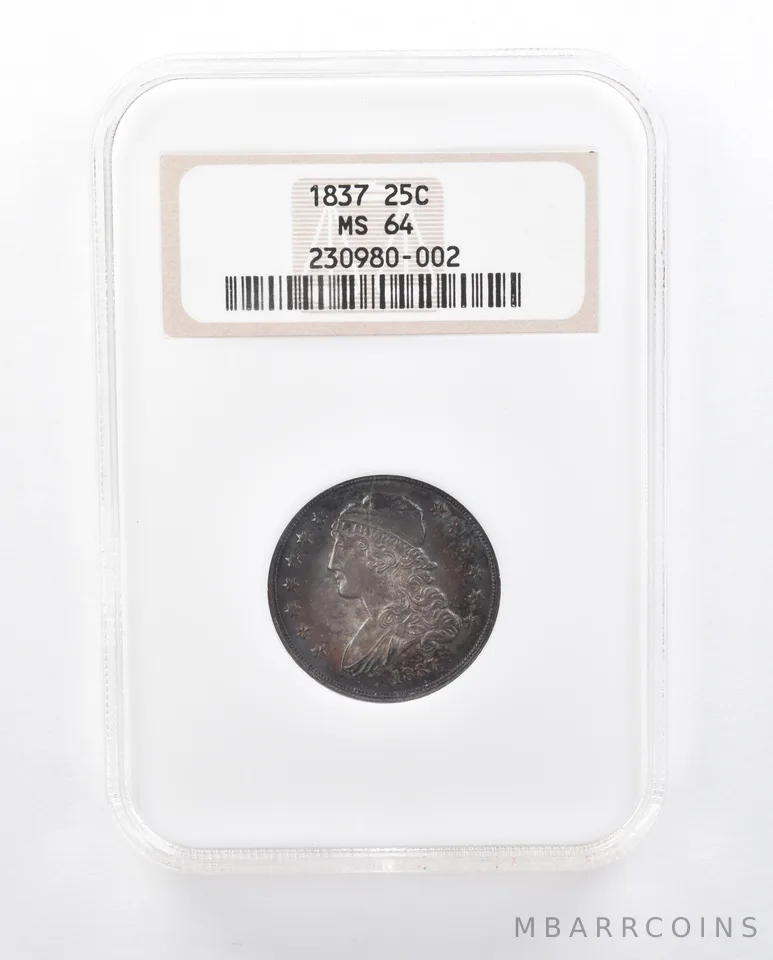 1837 Capped Bust Quarter MS64 NGC Beautiful Tone OLD HOLDER Upgrade? *3232