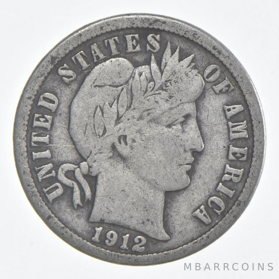 1912-D Barber Dime 90% Silver FINE Condition