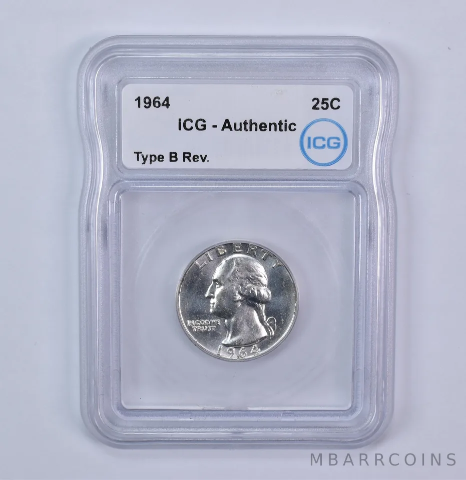 1964 Washington Quarter Type B Reverse Authentic ICG