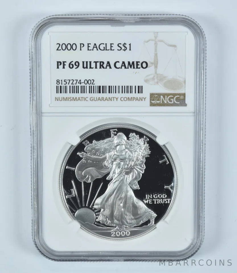 2000-P American Silver Eagle PF69 UCAM NGC Brown Label
