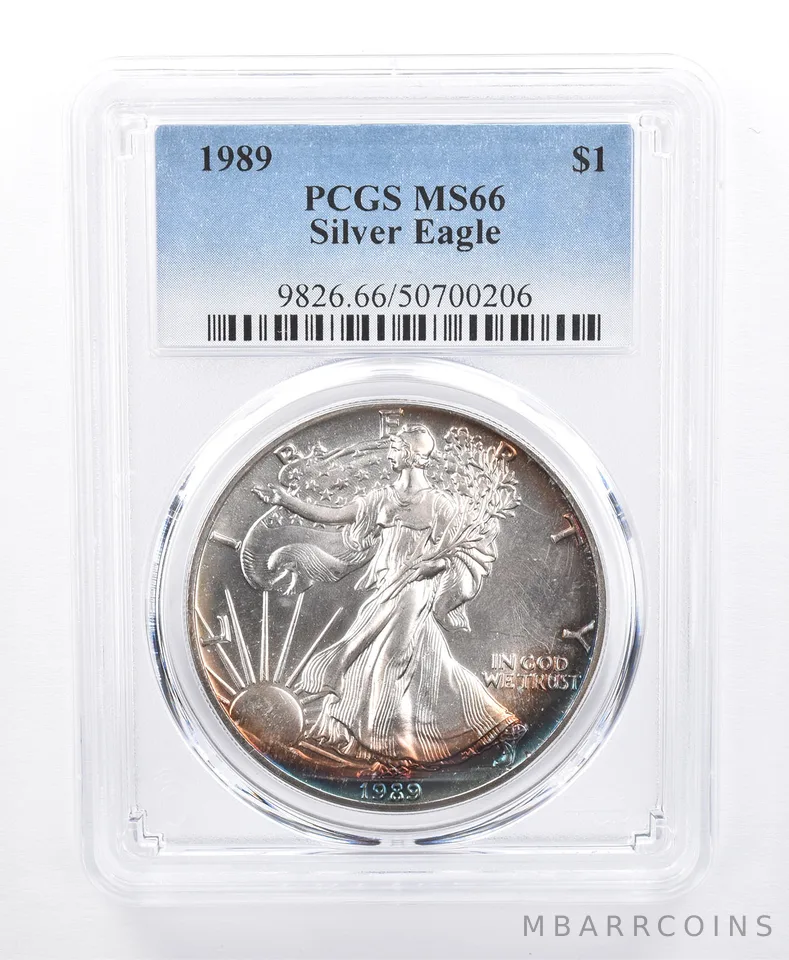 1989 American Silver Eagle MS66 PCGS Peripheral Tone *8661