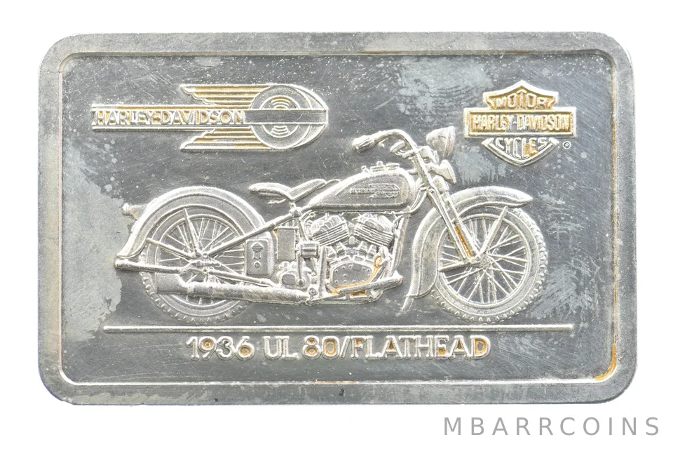 1.5 Oz Silver Bar Harley Davidson 1936 UL 80/Flathead *5346
