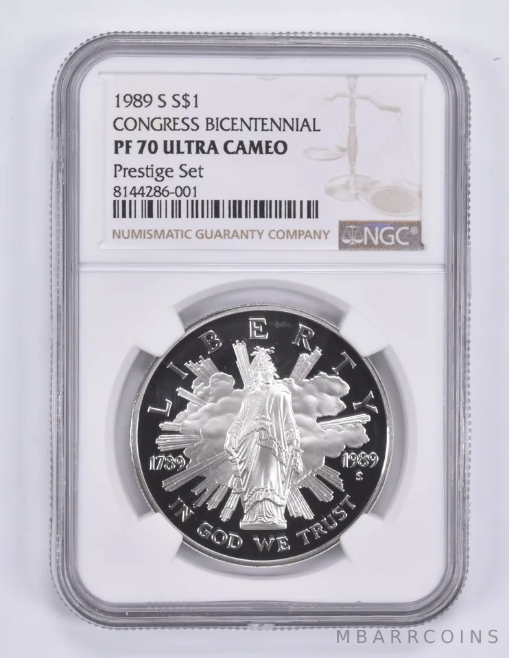 1989-S Congress Bicentennial Commemorative Dollar Prestige Set PF70 NGC