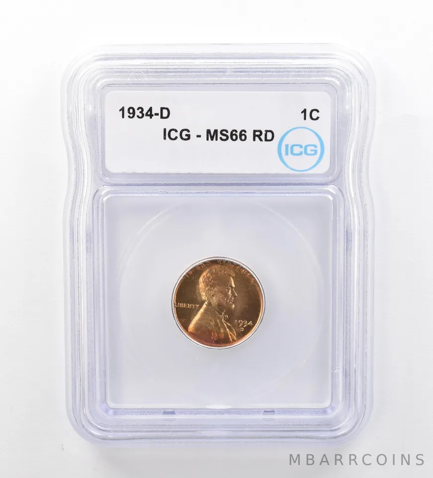 1934-D Lincoln Wheat Cent MS66 RD ICG Beautiful Tone *1984