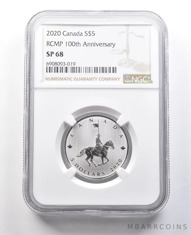 2020 Canada 5 Dollars Silver RCMP 100th Anniversary SP68 NGC *8393