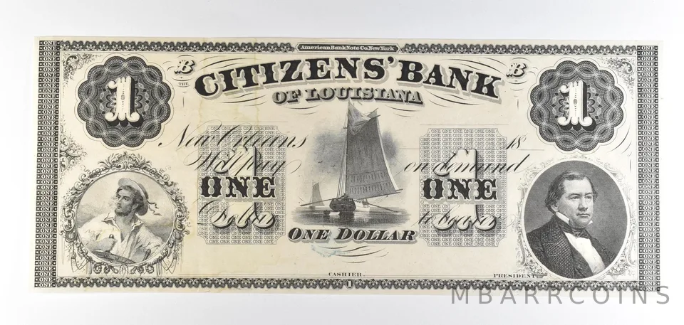 1800s $1 New Orleans LA Citizens Bank Obsolete Note *8839