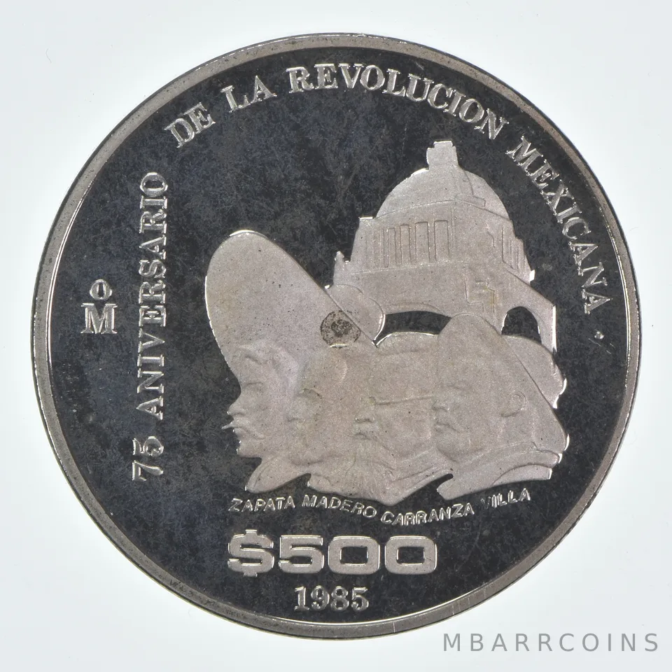 1985 Mo Mexico 500 Pesos Mexican Revolution 75th Anniversary *7973