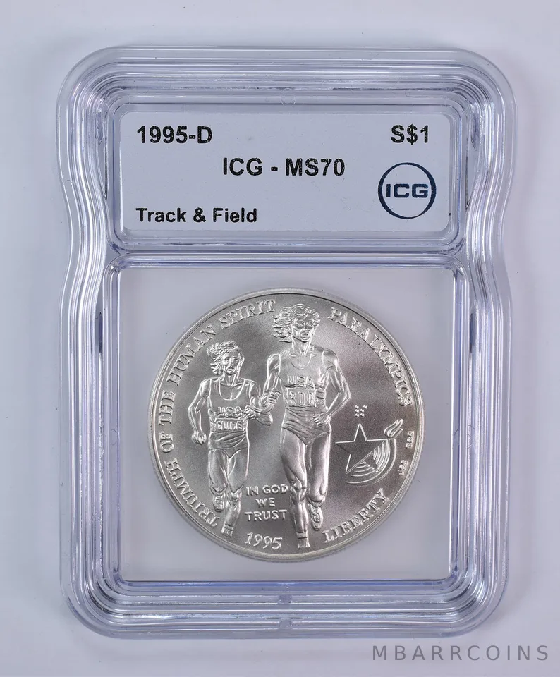 1995-D Paralympic Runners Commemorative Silver Dollar MS70 ICG