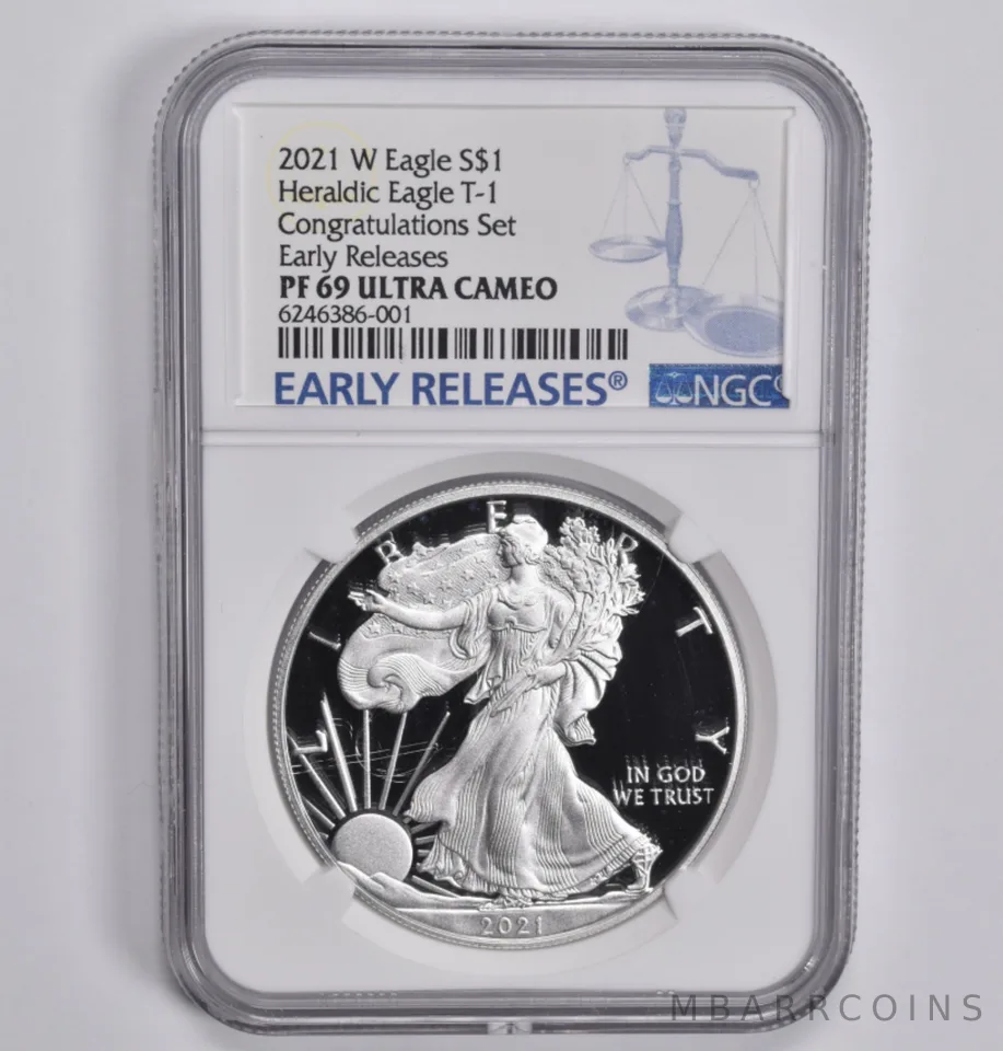 2021-W Silver Eagle T1 Congratulations Set Early Releases PF69 NGC