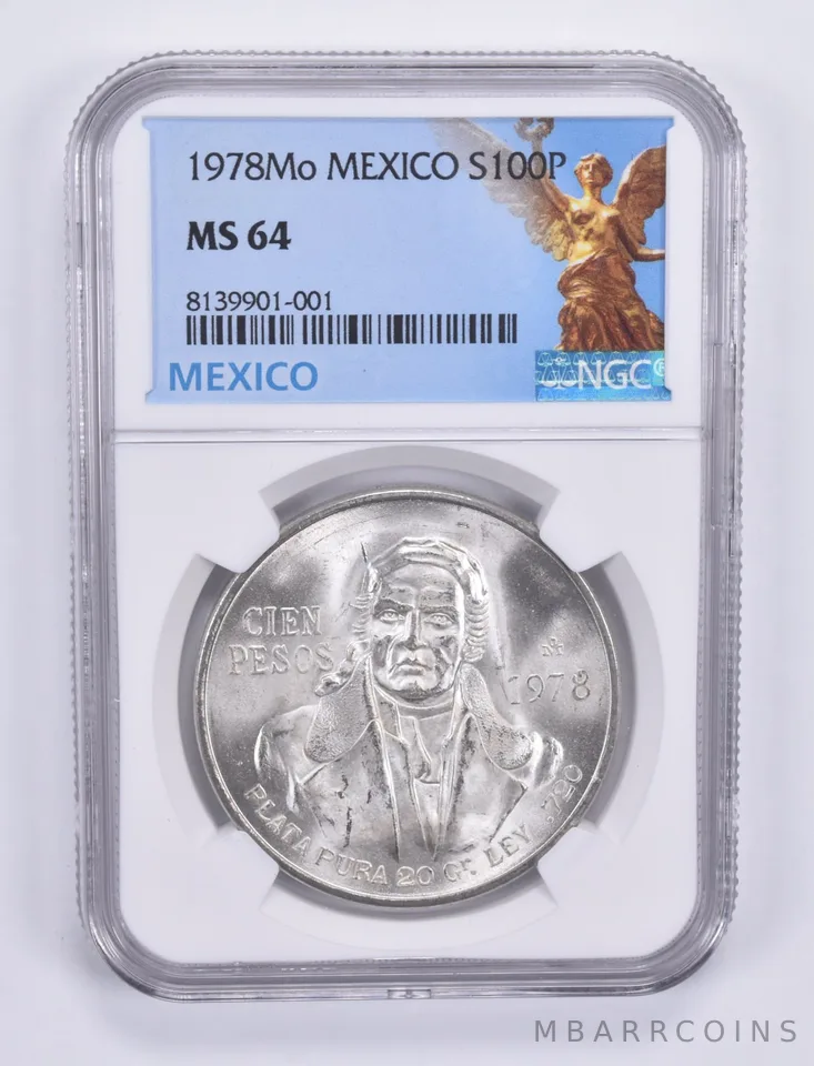 1978 Mo Mexico 100 Pesos Silver MS64 NGC Special Label