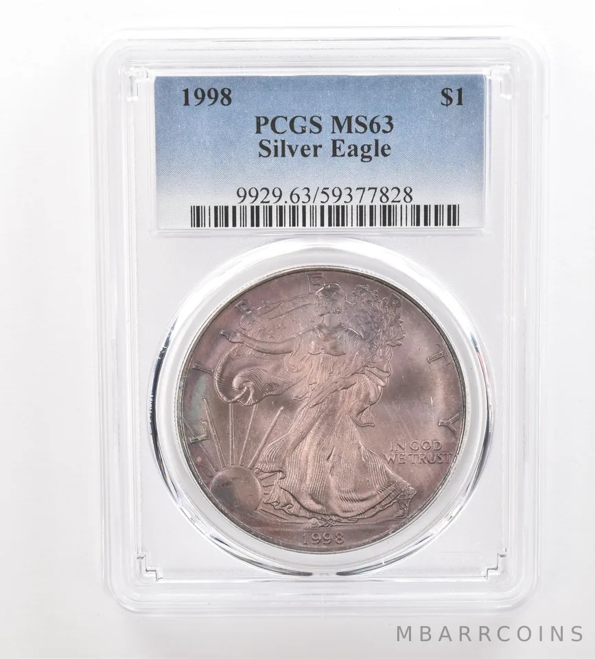 1998 American Silver Eagle MS63 PCGS Beautiful Tone *3332