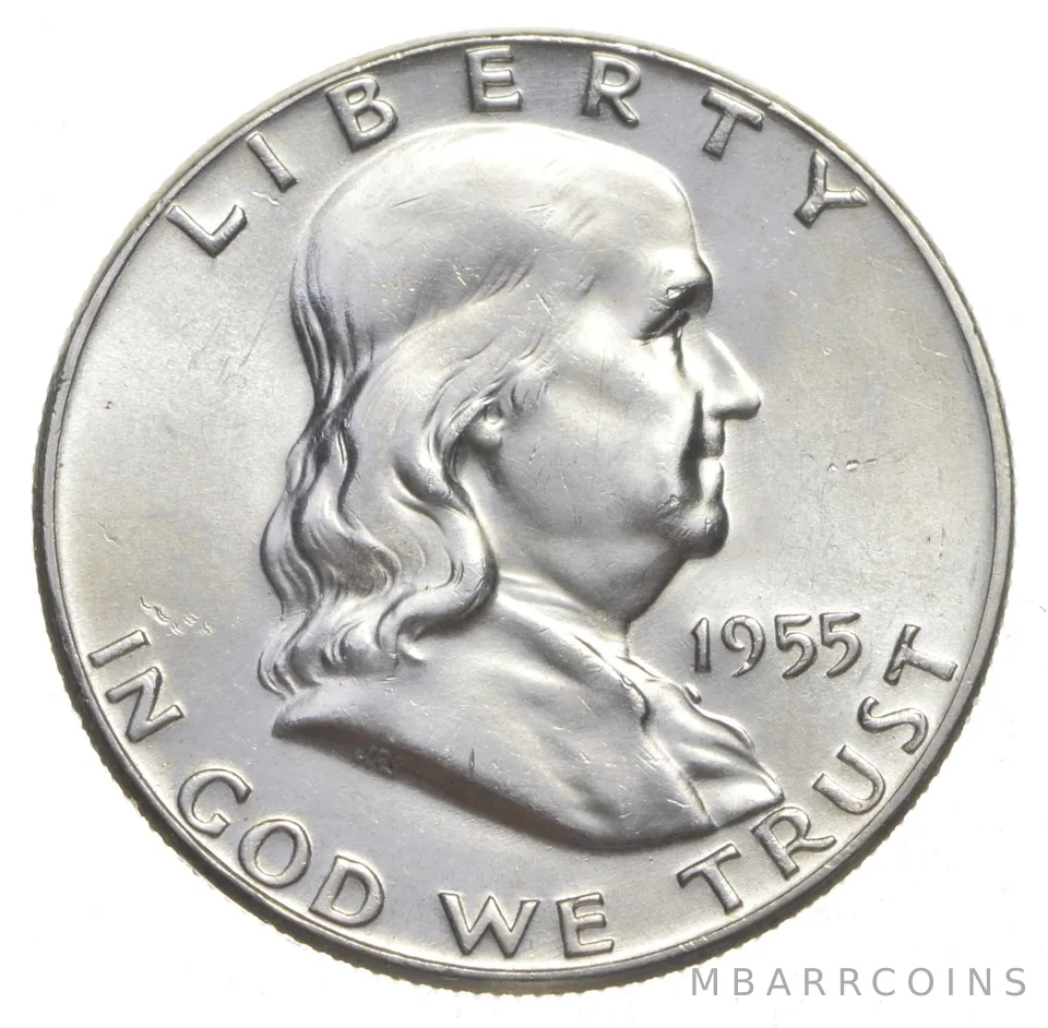 Choice Unc 1955 Franklin Half Dollar Gem BU From Original Roll