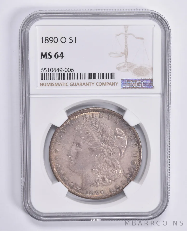 MS64 1890-O Morgan Silver Dollar NGC Awesome Color *1540