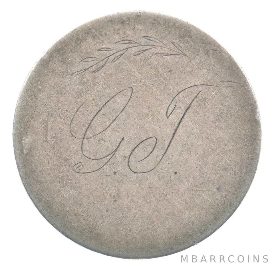 1853 Arrows Seated Liberty Quarter Love Token Victorian G J *5526