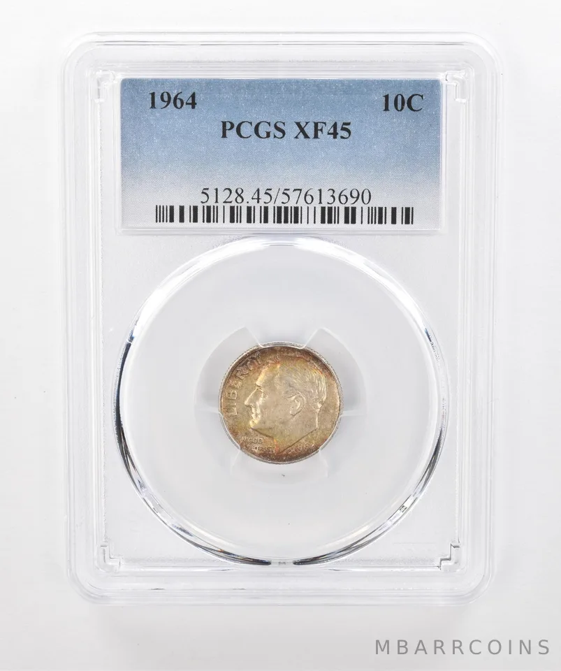 1964 Roosevelt Dime XF45 PCGS Beautiful Tone *1569