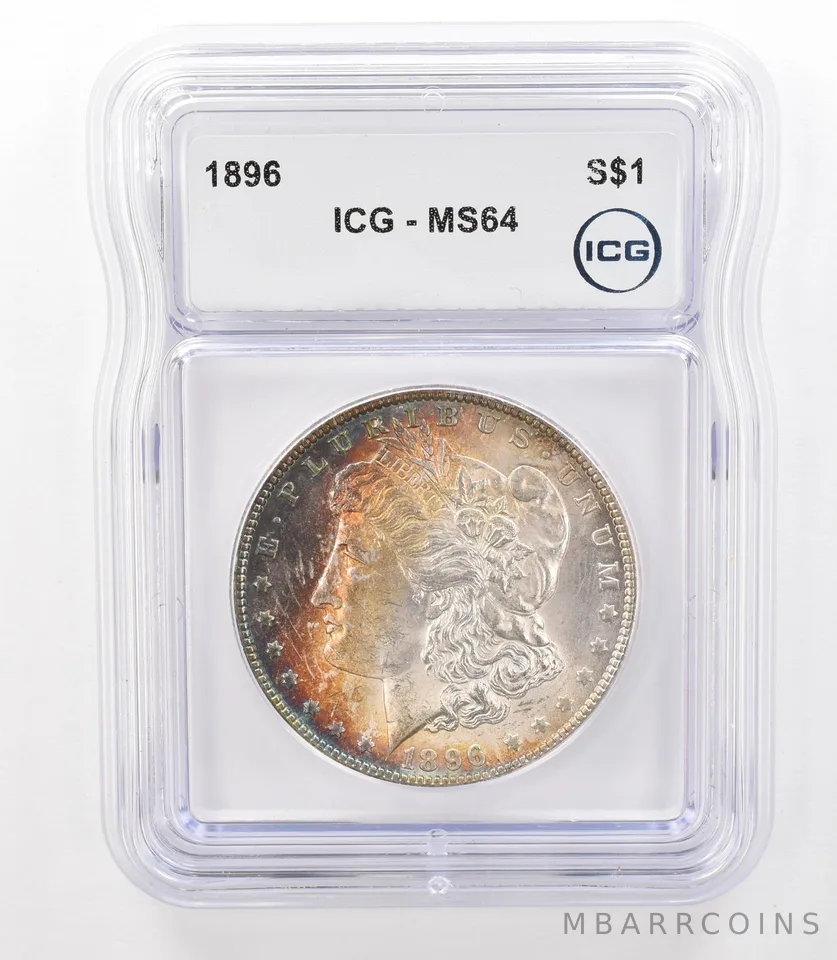 1896 Morgan Silver Dollar MS64 ICG Rainbow Peripheral Tone *3170