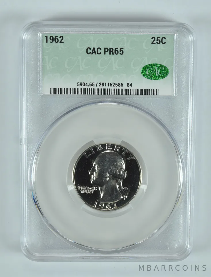 1962 Washington Quarter PR65 CAC CACg