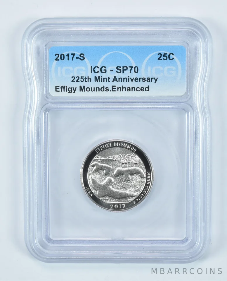 2017-S Washington Quarter Effigy Mounds 225th Mint Anniversary Enhanced SP70 ICG