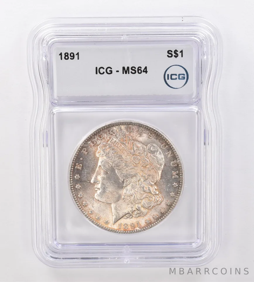 1891 Morgan Silver Dollar MS64 ICG Beautiful Tone a8566