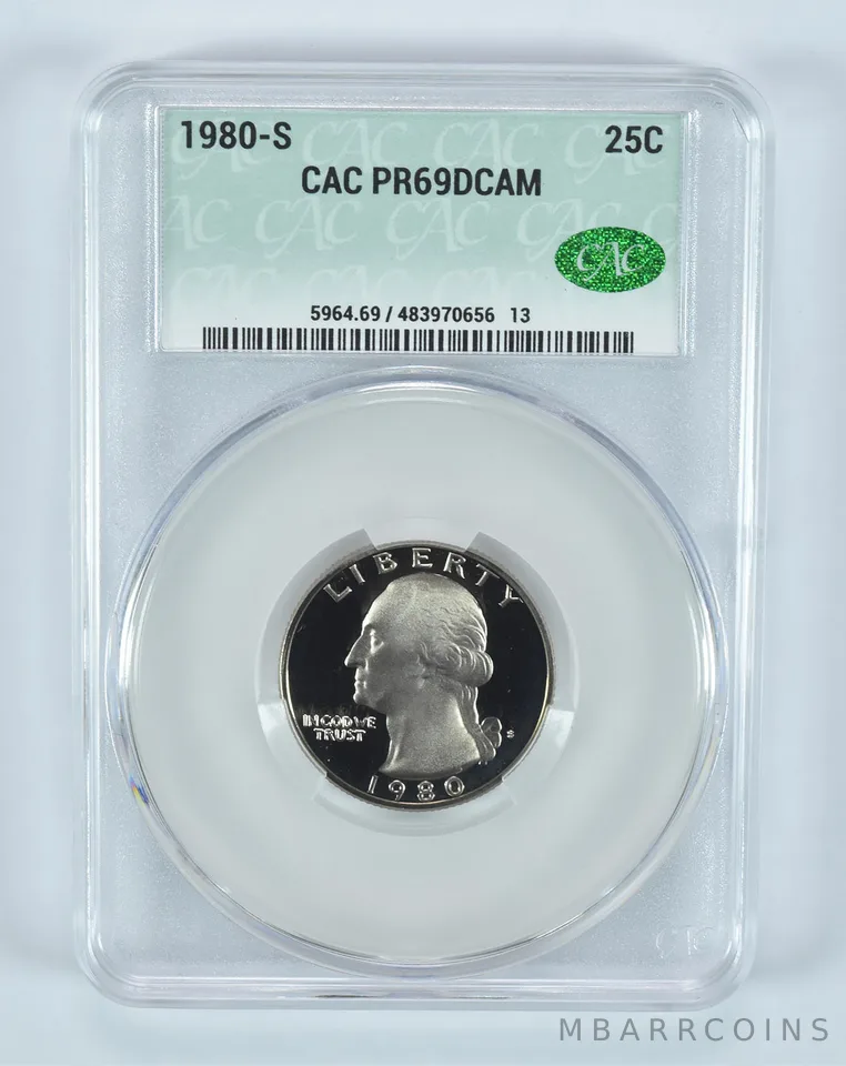 1980-S Washington Quarter PR69 DCAM CAC CACg
