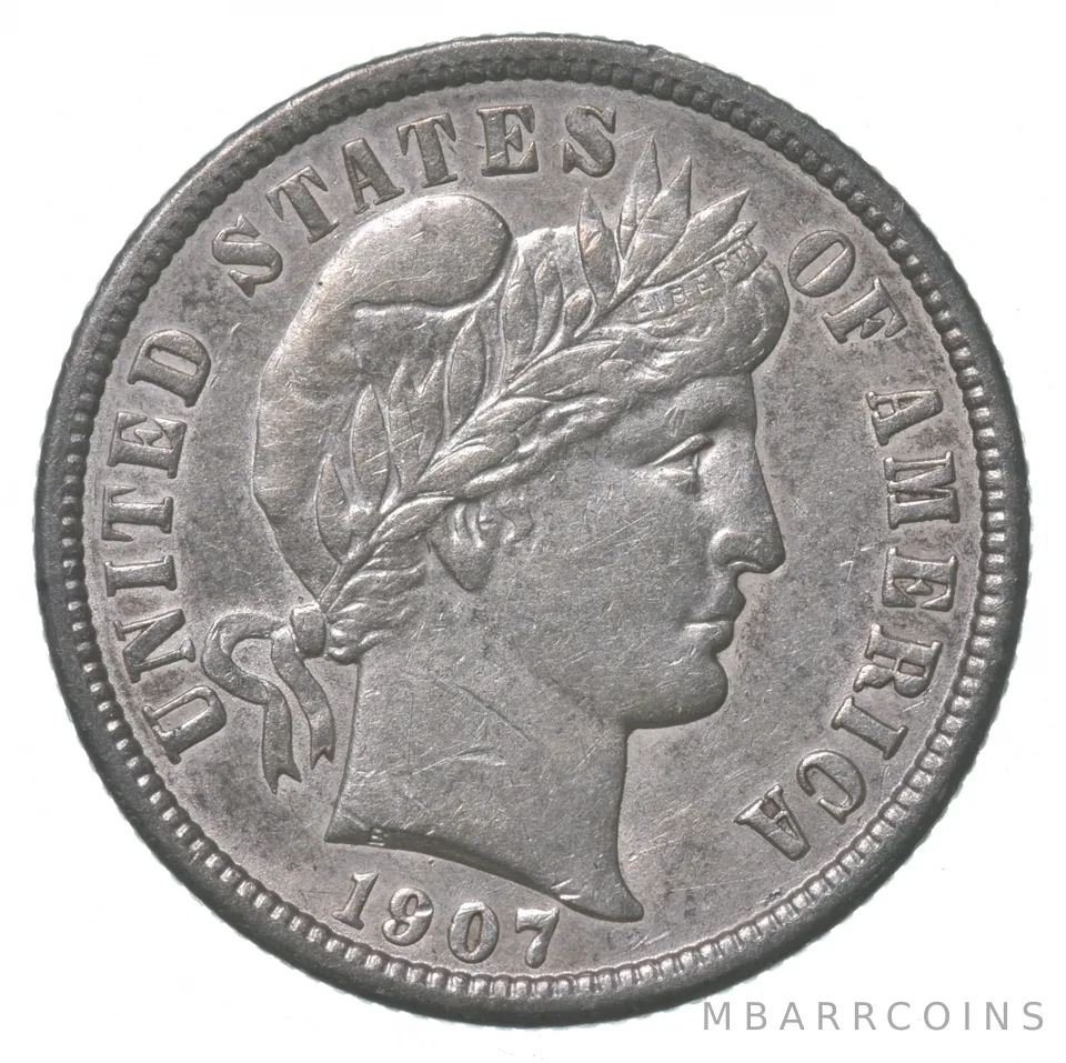 1907 Barber Dime *6226