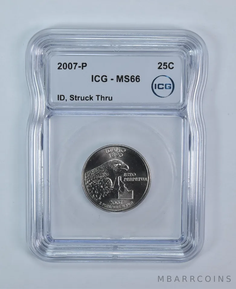 2007-P Washington State Quarter Idaho Mint Error Struck Thru MS66 ICG