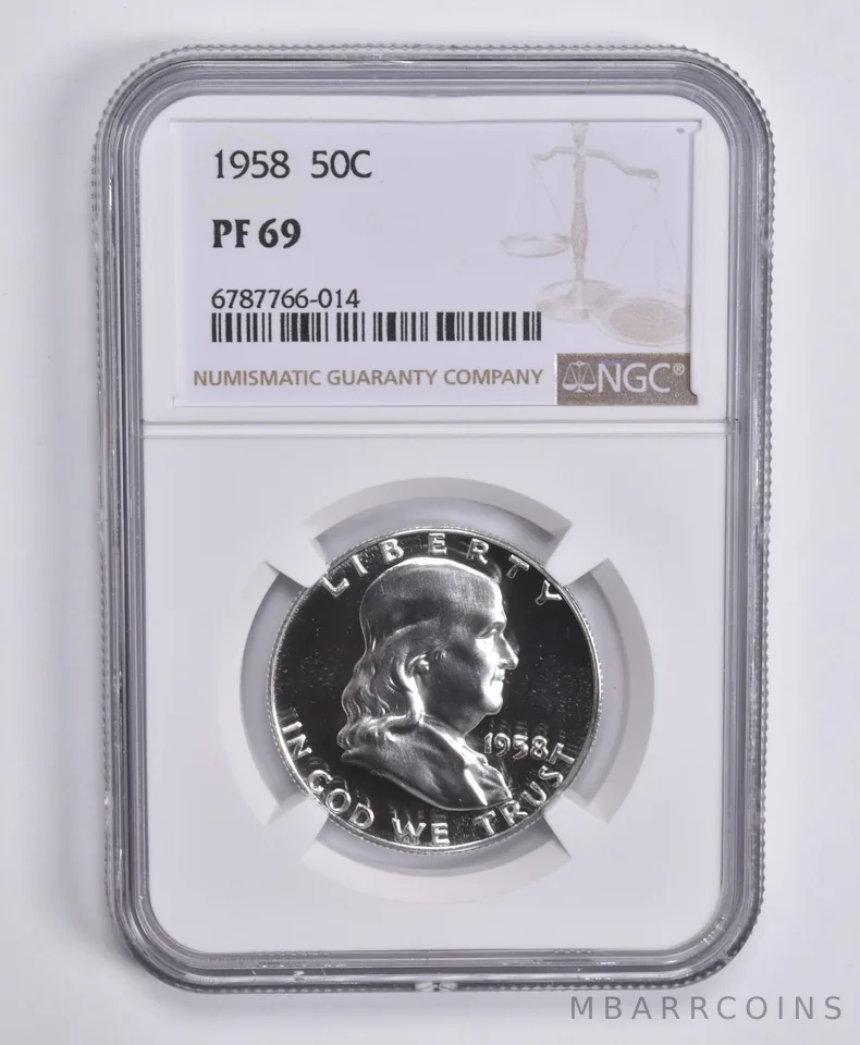 1958 Franklin Half Dollar 50c PF69 NGC Brown Label