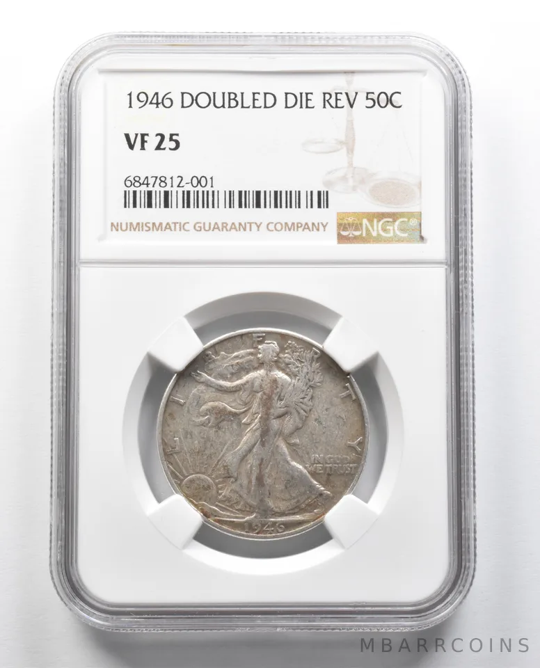 VF25 1946 Doubled Die Rev Walking Liberty Half Dollar NGC *2407