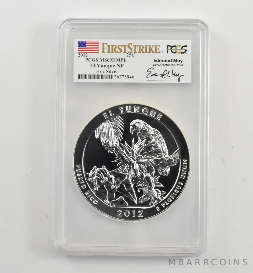 2012 5 Oz Silver Quarter ATB El Yunque Moy MS69 DMPL PCGS *1718