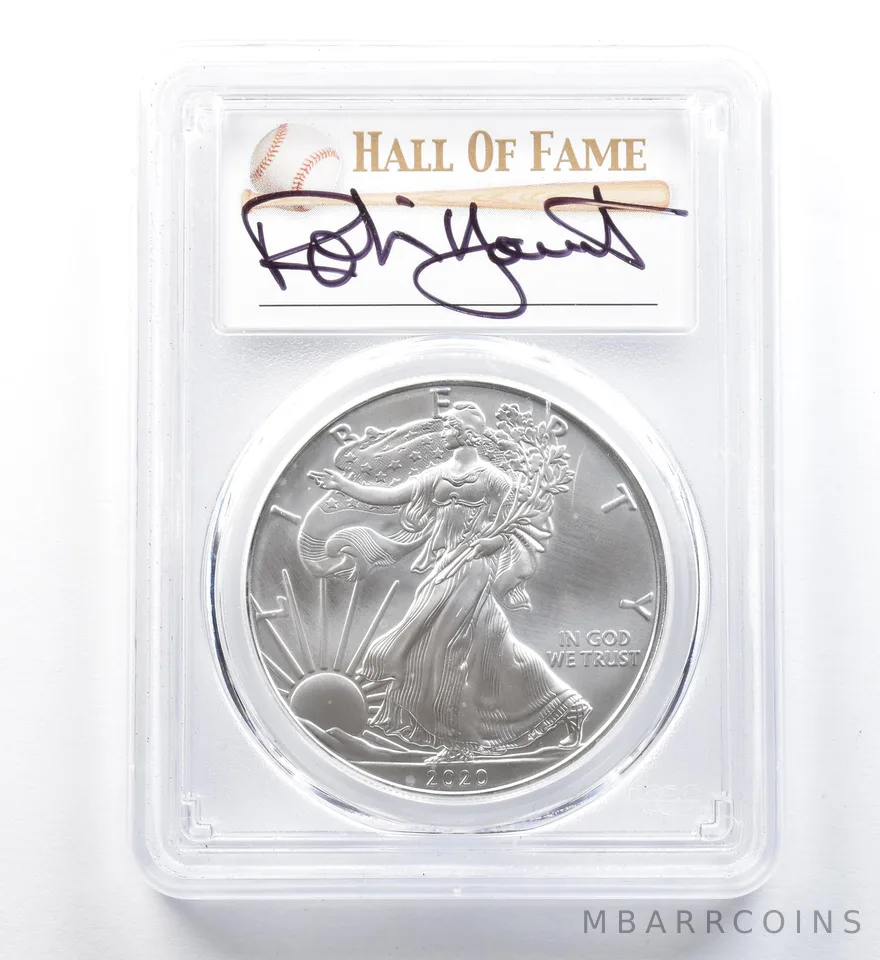 2020 (P) American Silver Eagle Robin Yount Emergency Issue FDOI MS70 PCGS a1284