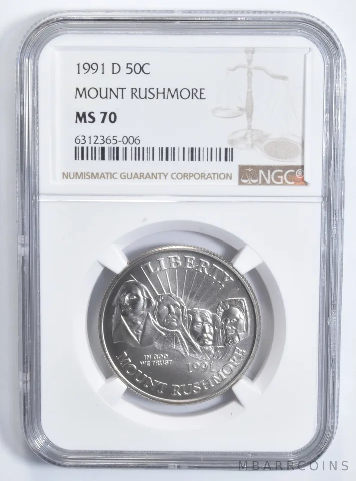 1991-D Mount Rushmore Commemorative Half Dollar MS70 NGC