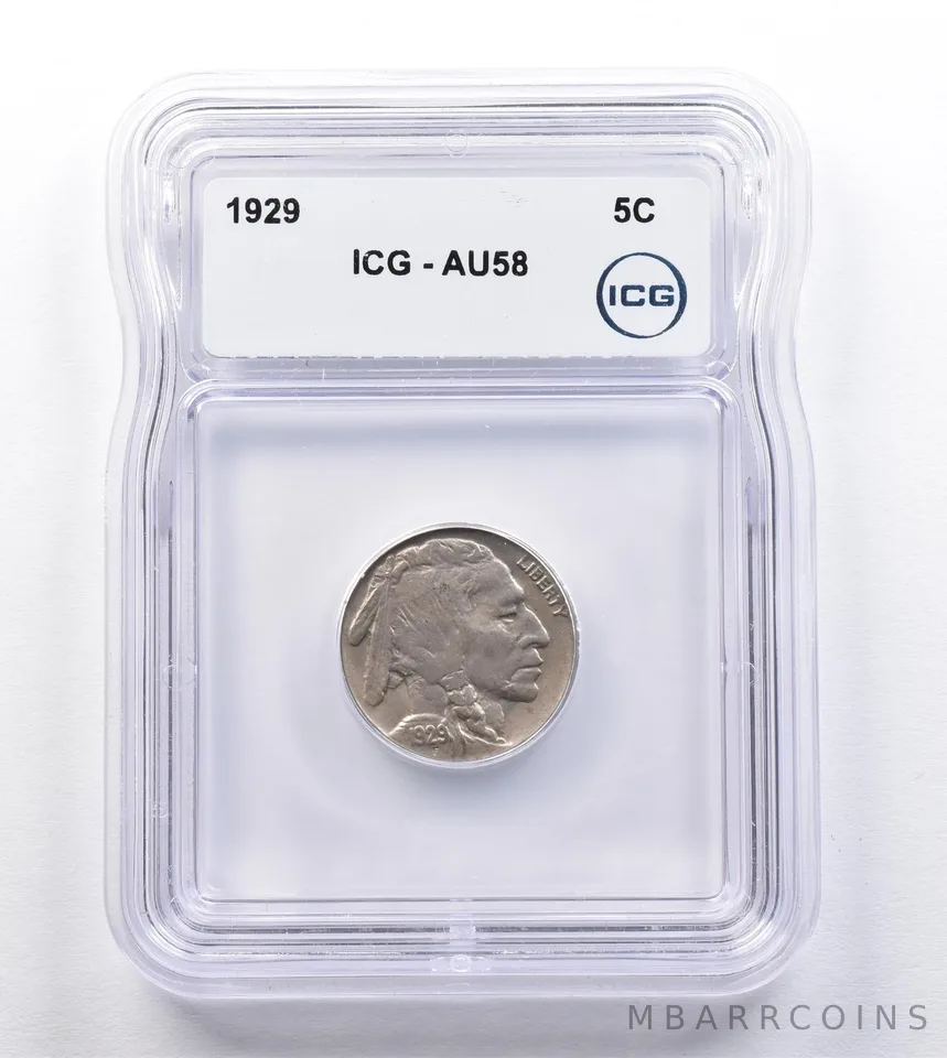 1929 Indian Head Buffalo Nickel AU58 ICG *2023