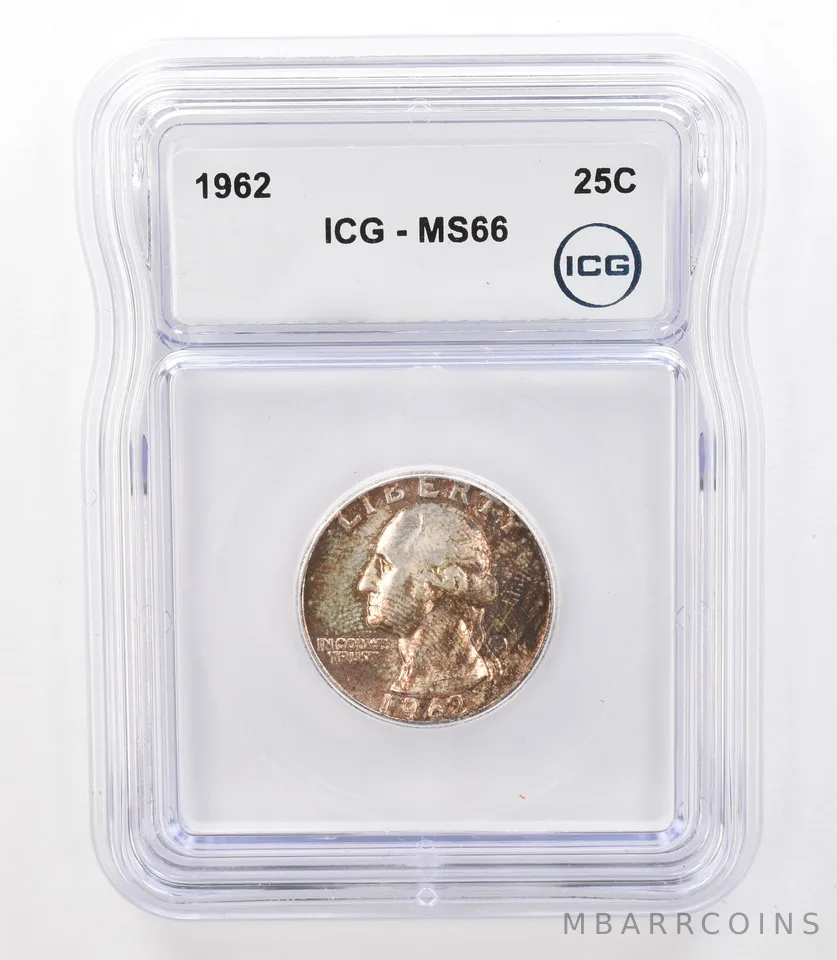 1962 Washington Quarter MS66 ICG Beautiful Tone *3160