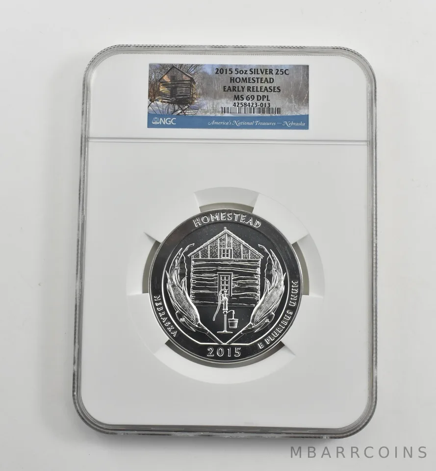 2015 5 Oz Silver Quarter America The Beautiful Homestead ER MS69 DPL NGC *1590