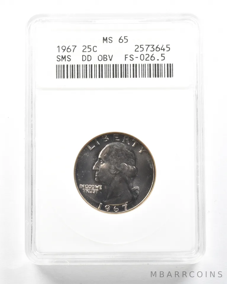 1967 Washington Quarter SMS DDO FS-026.5 MS65 ANACS a2021