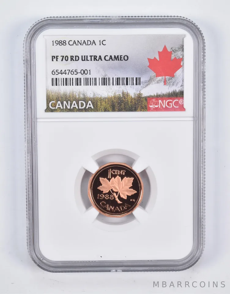 PF70 RD UCAM 1988 Canada 1 Cent NGC *2251