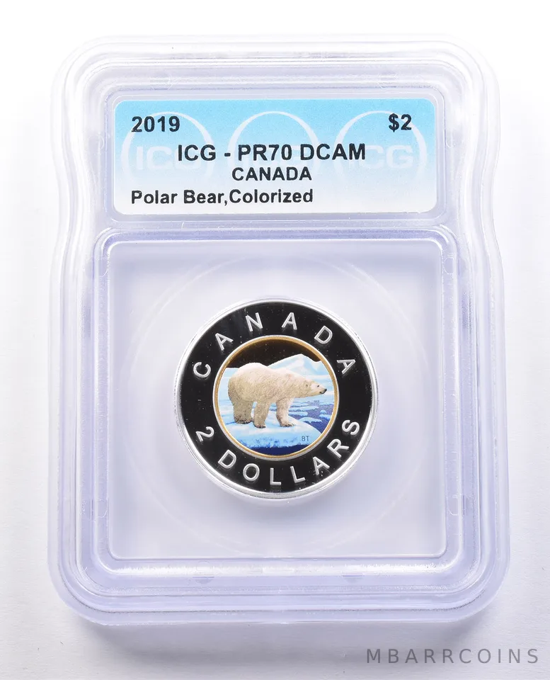 2019 Canada 2 Dollars Polar Bear Colorized PR70 DCAM ICG *9978