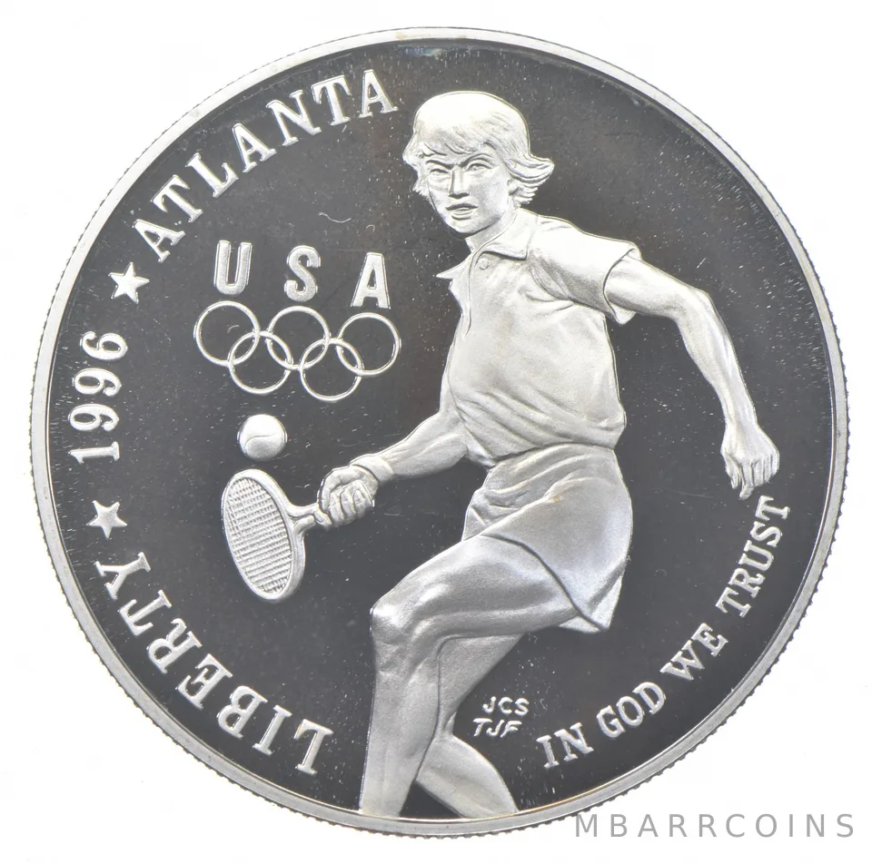 1996-P Proof Olympics Tennis Commemorative Silver Dollar $1