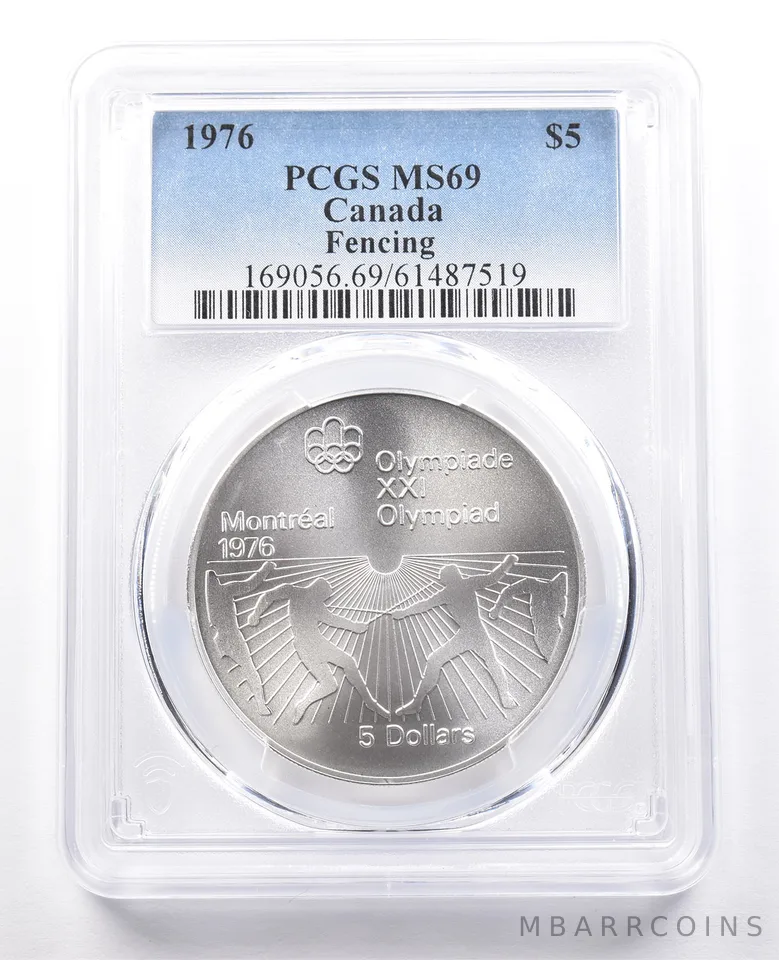 1976 Canada 5 Dollars Silver Montreal Olympics Fencing MS69 PCGS