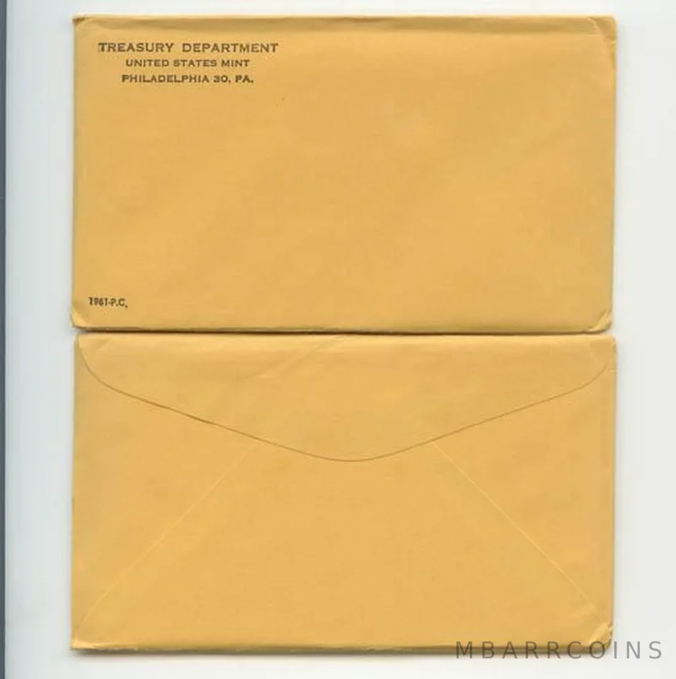 1961 Proof Set in Unopened SEALED Original Envelope & Flatpack (5 Coins)