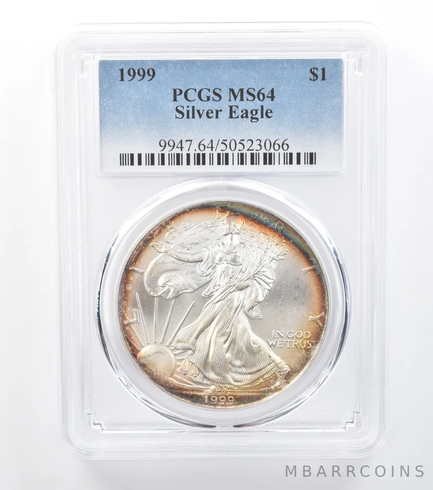 1999 American Silver Eagle MS64 PCGS Peripheral Tone *7789
