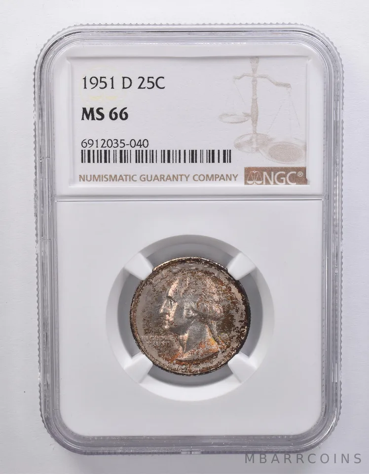 1951-D Washington Quarter MS66 NGC Beautiful Tone *7185