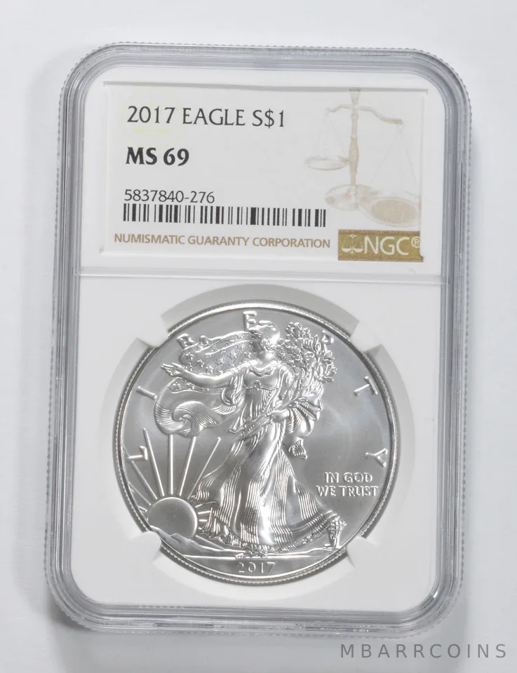 2017 American Silver Eagle MS69 NGC Brown Label