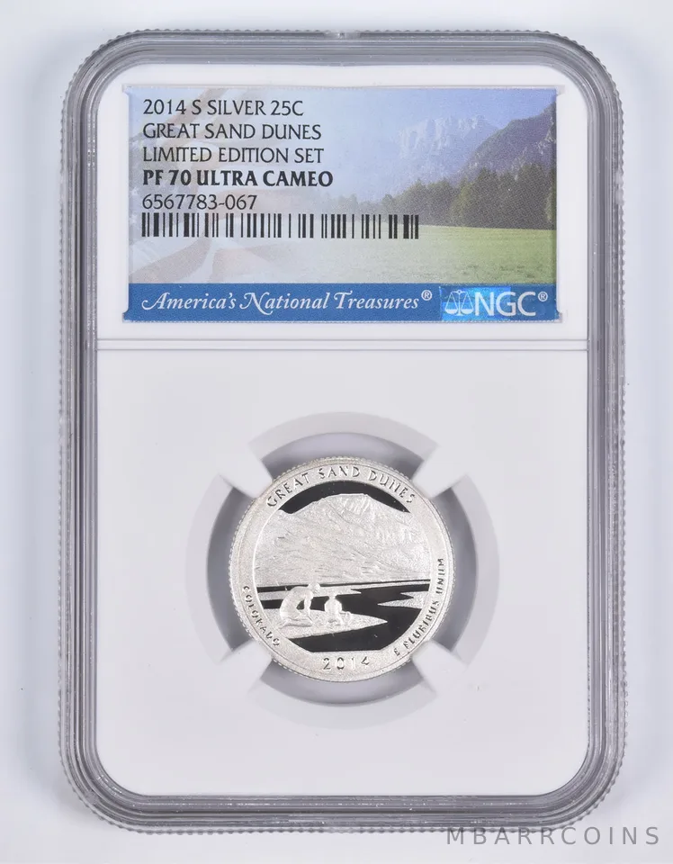 2014-S Silver PF70 ANT Great Sand Dunes Quarter Limited Edition NGC