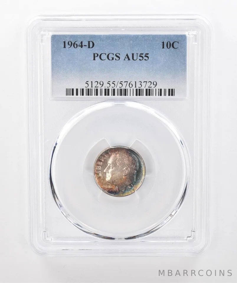 1964-D Roosevelt Dime AU55 PCGS Beautiful Tone *1543